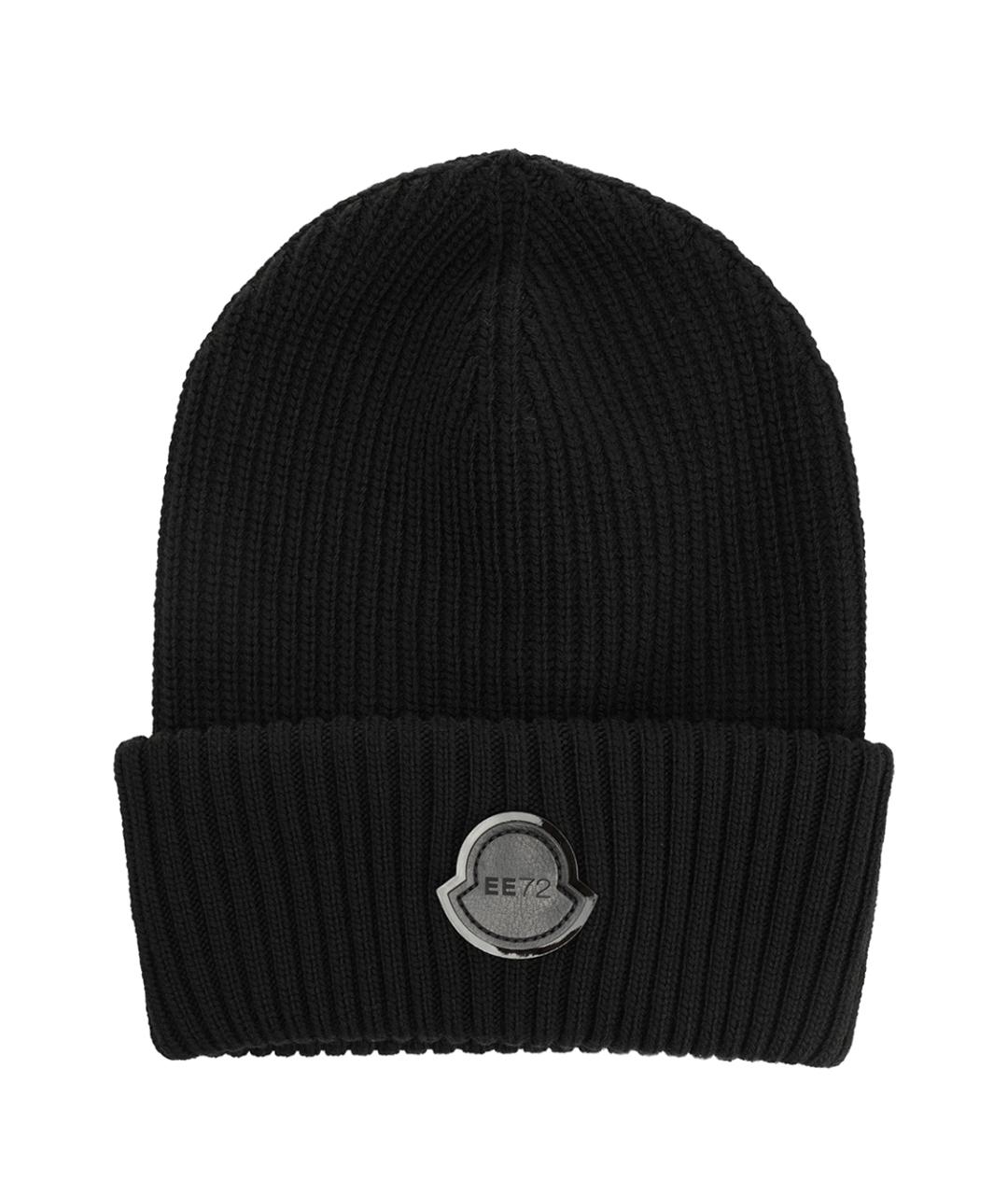 MONCLER Черная шерстяная шапка, фото 1