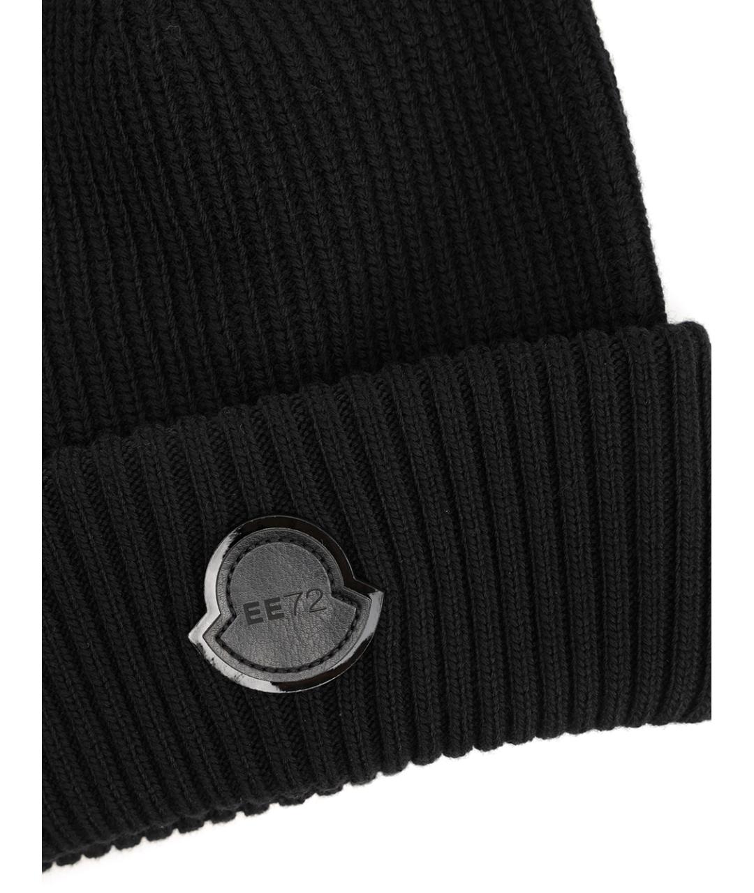 MONCLER Черная шерстяная шапка, фото 2