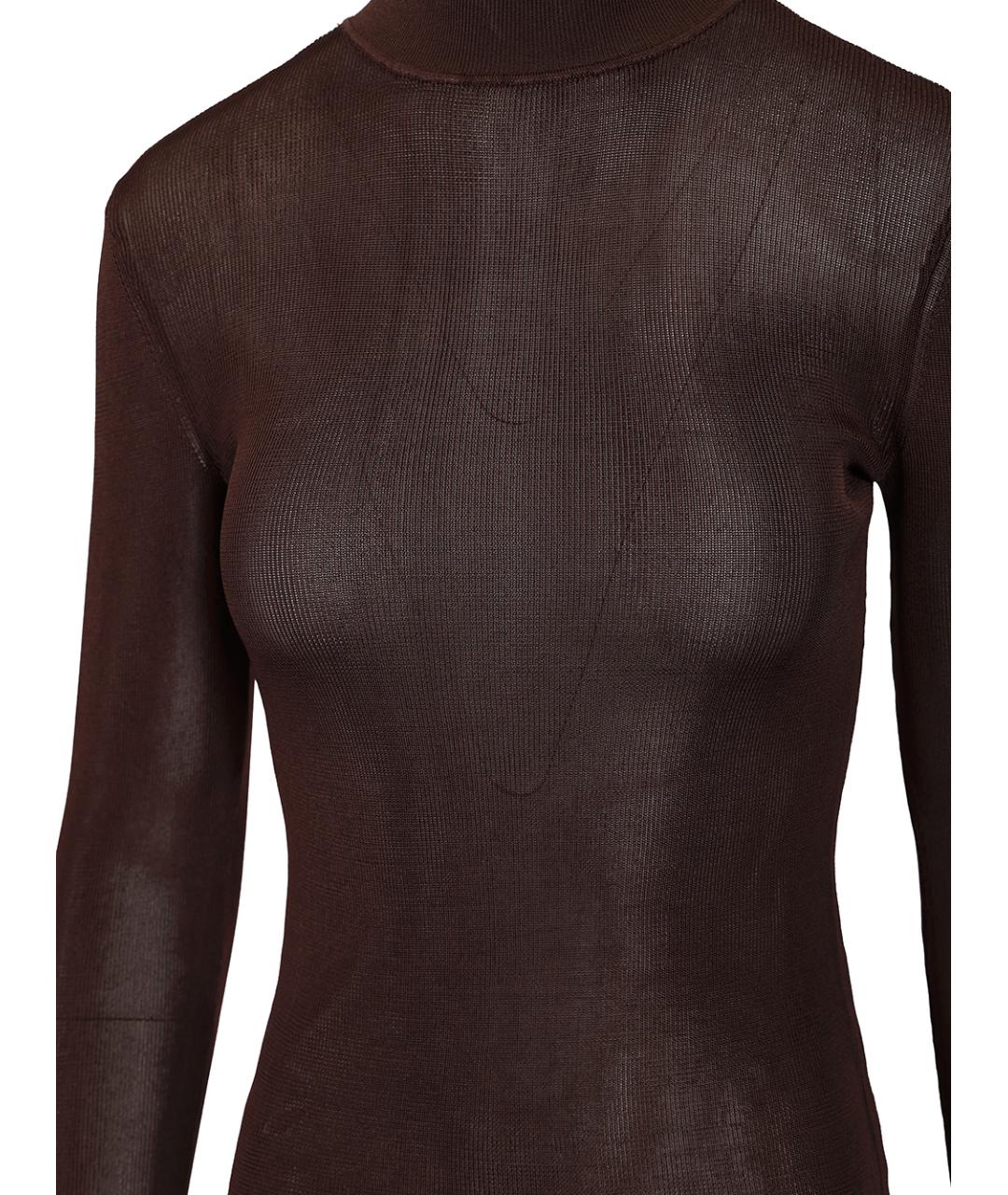 SELF-PORTRAIT Коричневая вискозная водолазка, фото 4