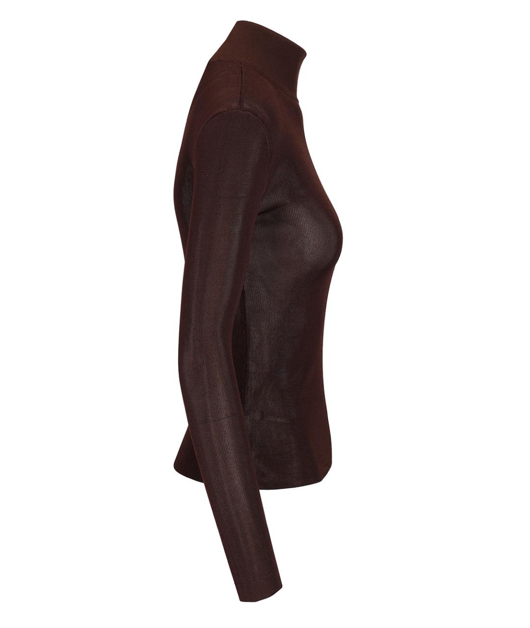 SELF-PORTRAIT Коричневая вискозная водолазка, фото 3