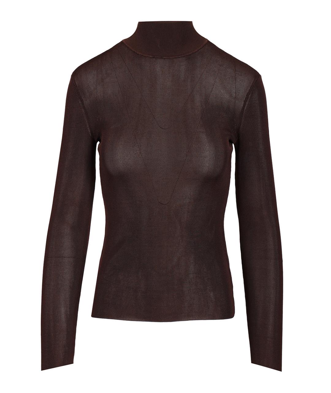 SELF-PORTRAIT Коричневая вискозная водолазка, фото 1