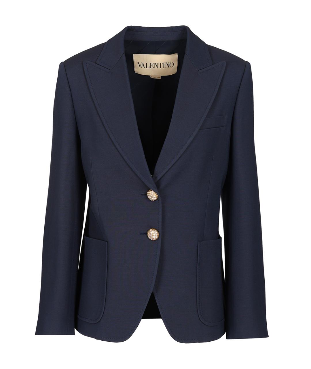 VALENTINO Темно-синий шерстяной жакет/пиджак, фото 1