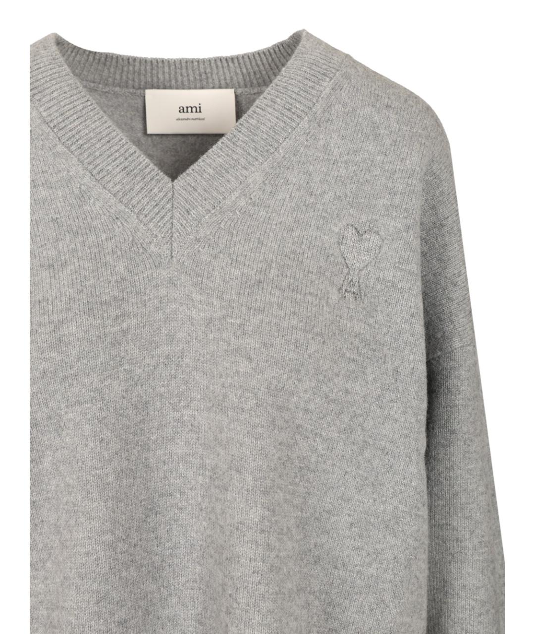 Ami Paris Серый шерстяной джемпер / свитер, фото 3