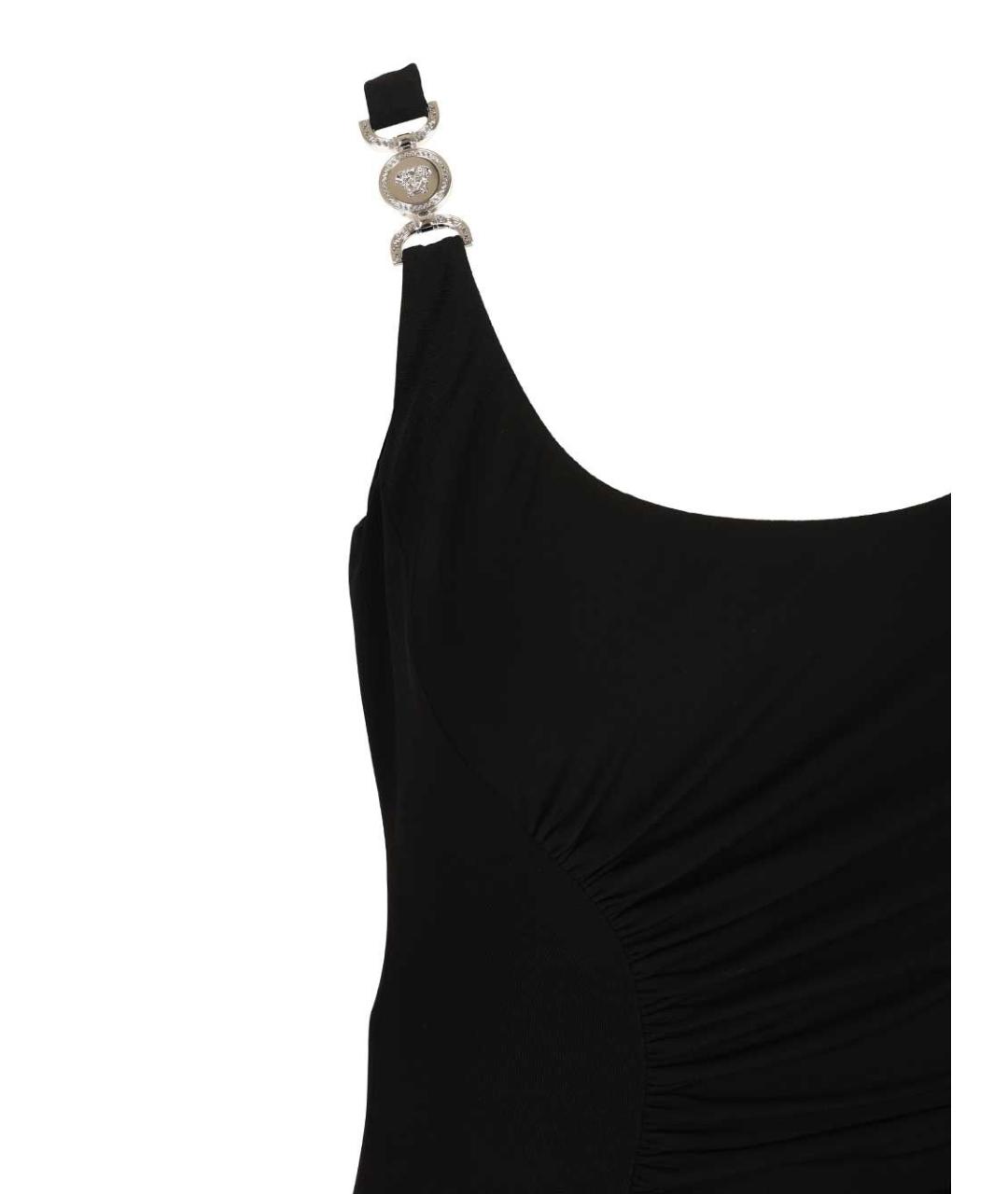 VERSACE Черное вискозное повседневное платье, фото 5