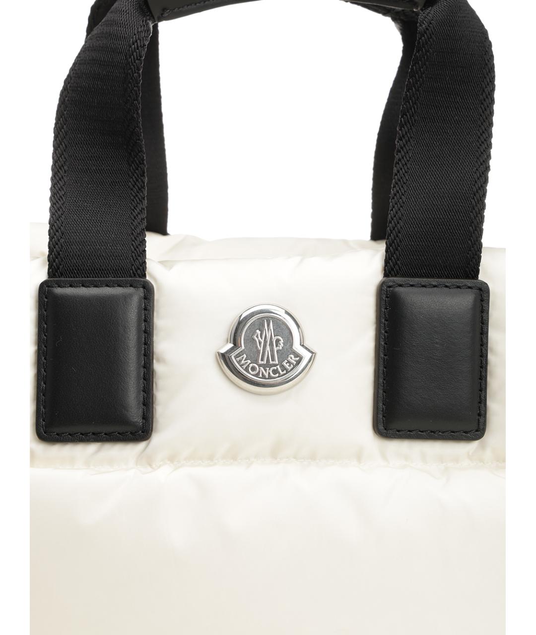 MONCLER Белая тканевая сумка с короткими ручками, фото 5