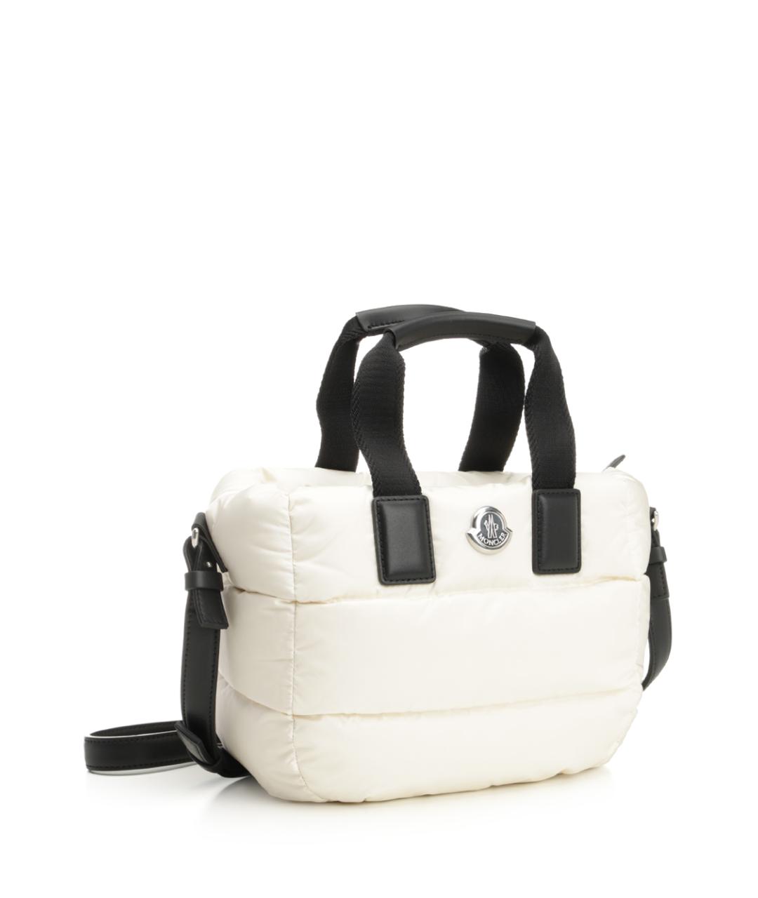 MONCLER Белая тканевая сумка с короткими ручками, фото 2