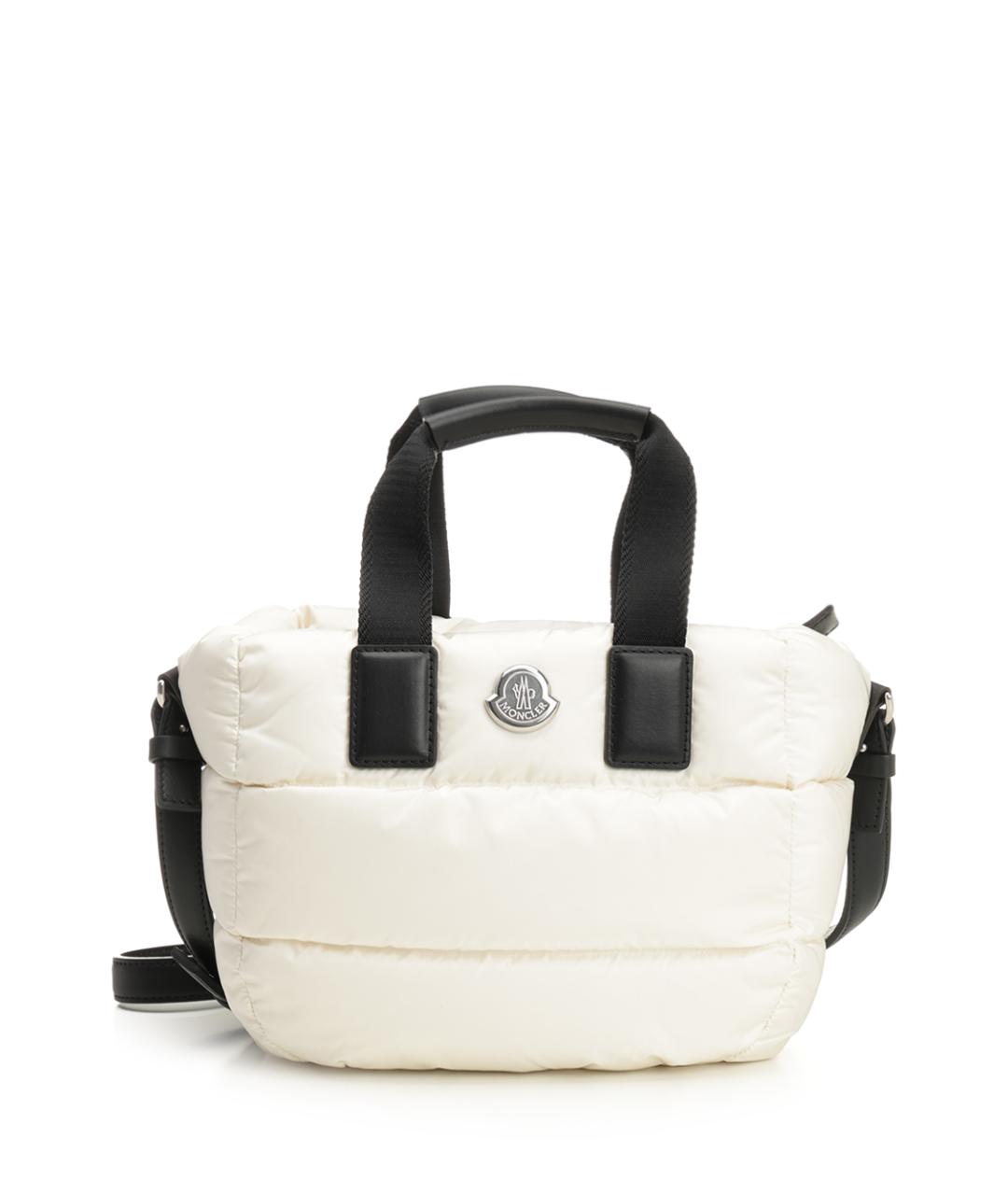 MONCLER Белая тканевая сумка с короткими ручками, фото 1