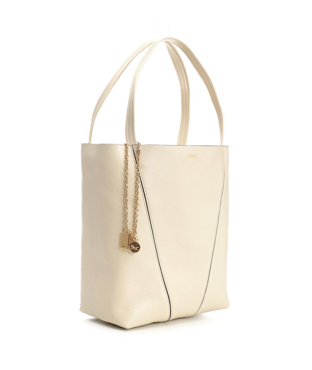 CHLOE Бежевая кожаная сумка тоут, фото 2