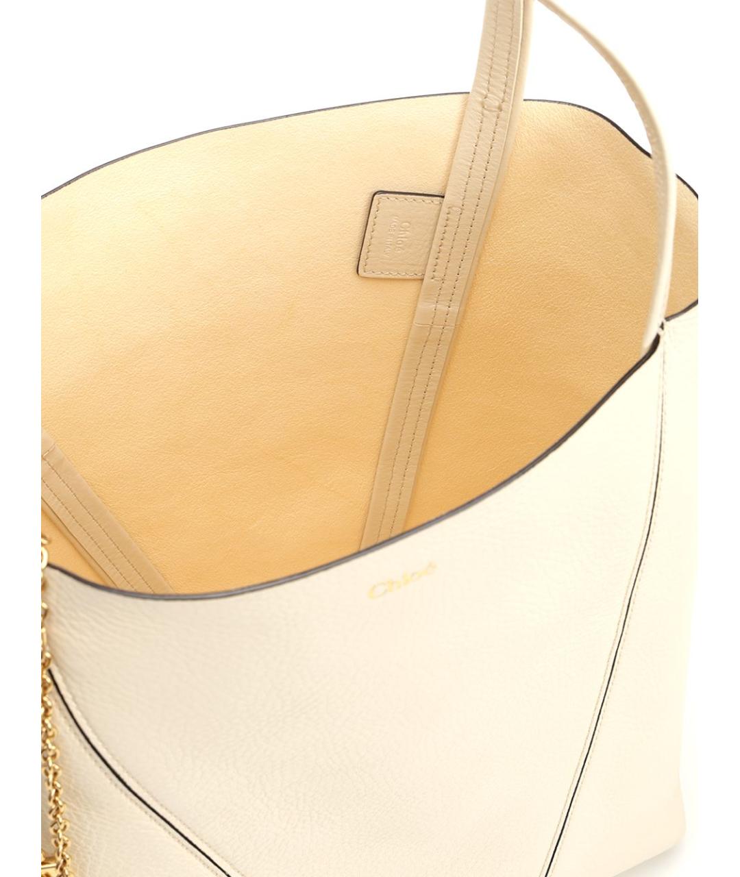 CHLOE Бежевая кожаная сумка тоут, фото 4