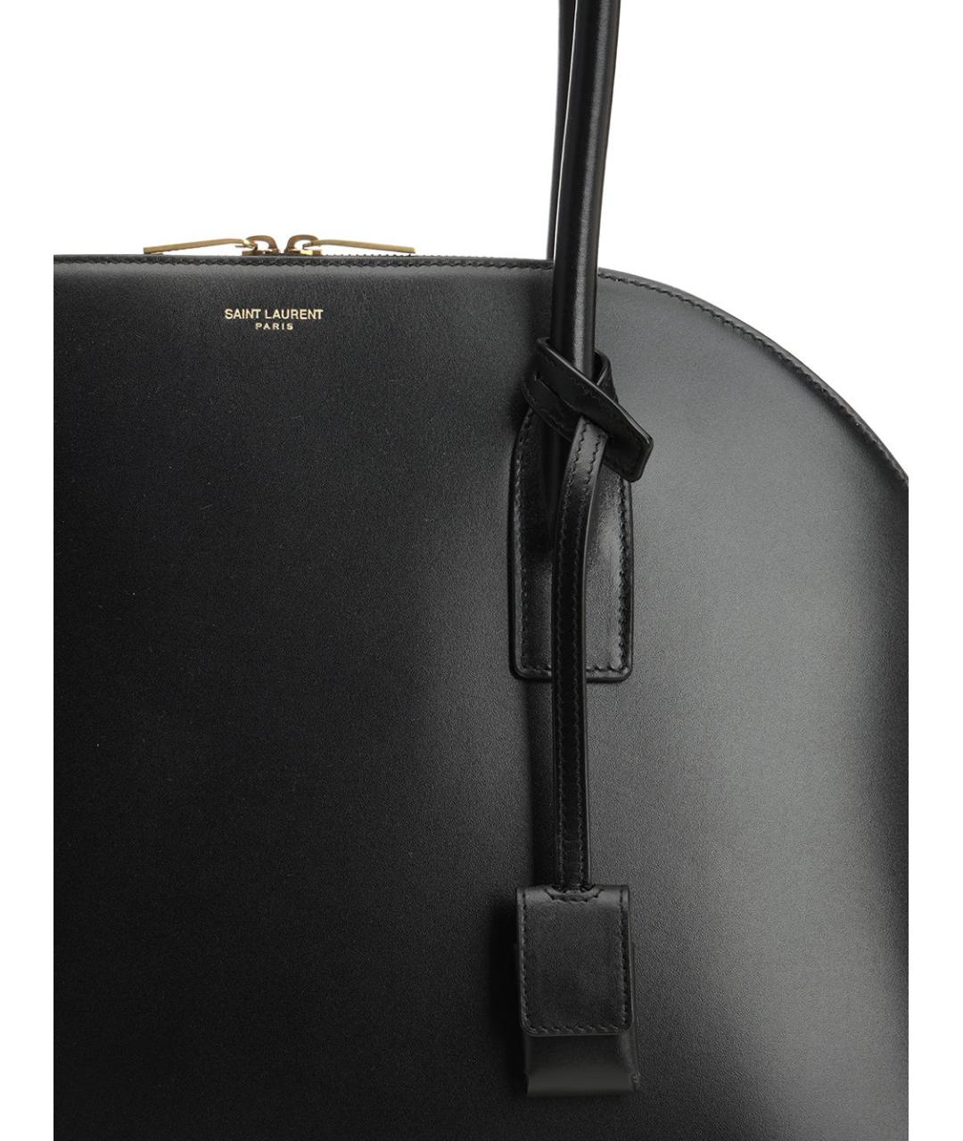 SAINT LAURENT Черная кожаная сумка тоут, фото 5