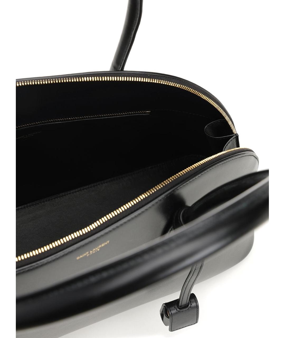 SAINT LAURENT Черная кожаная сумка тоут, фото 4
