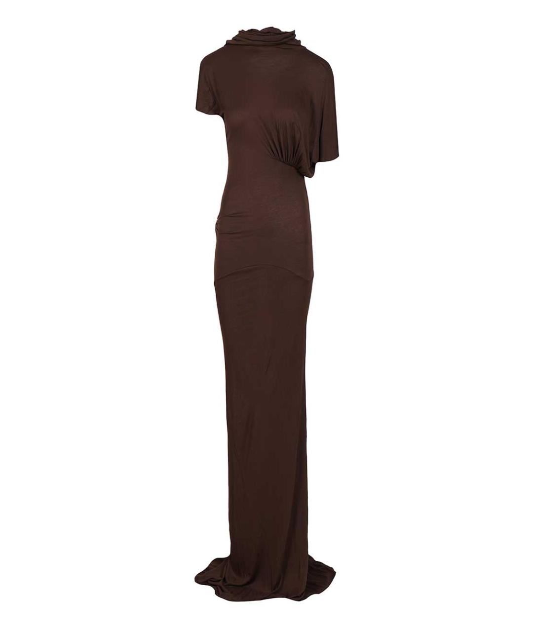 RICK OWENS Коричневое вискозное коктейльное платье, фото 1
