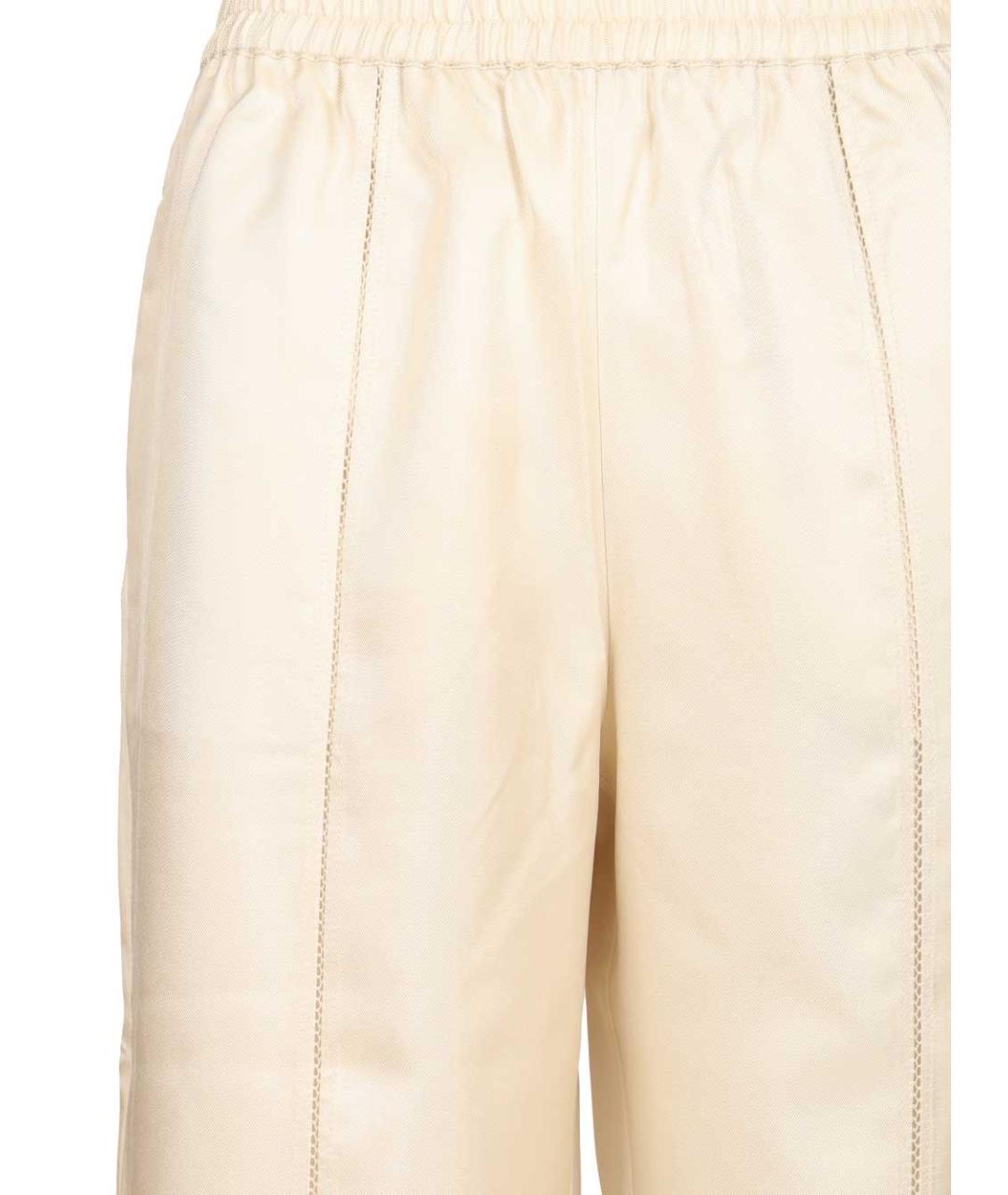 LOULOU STUDIO Бежевые шелковые прямые брюки, фото 4