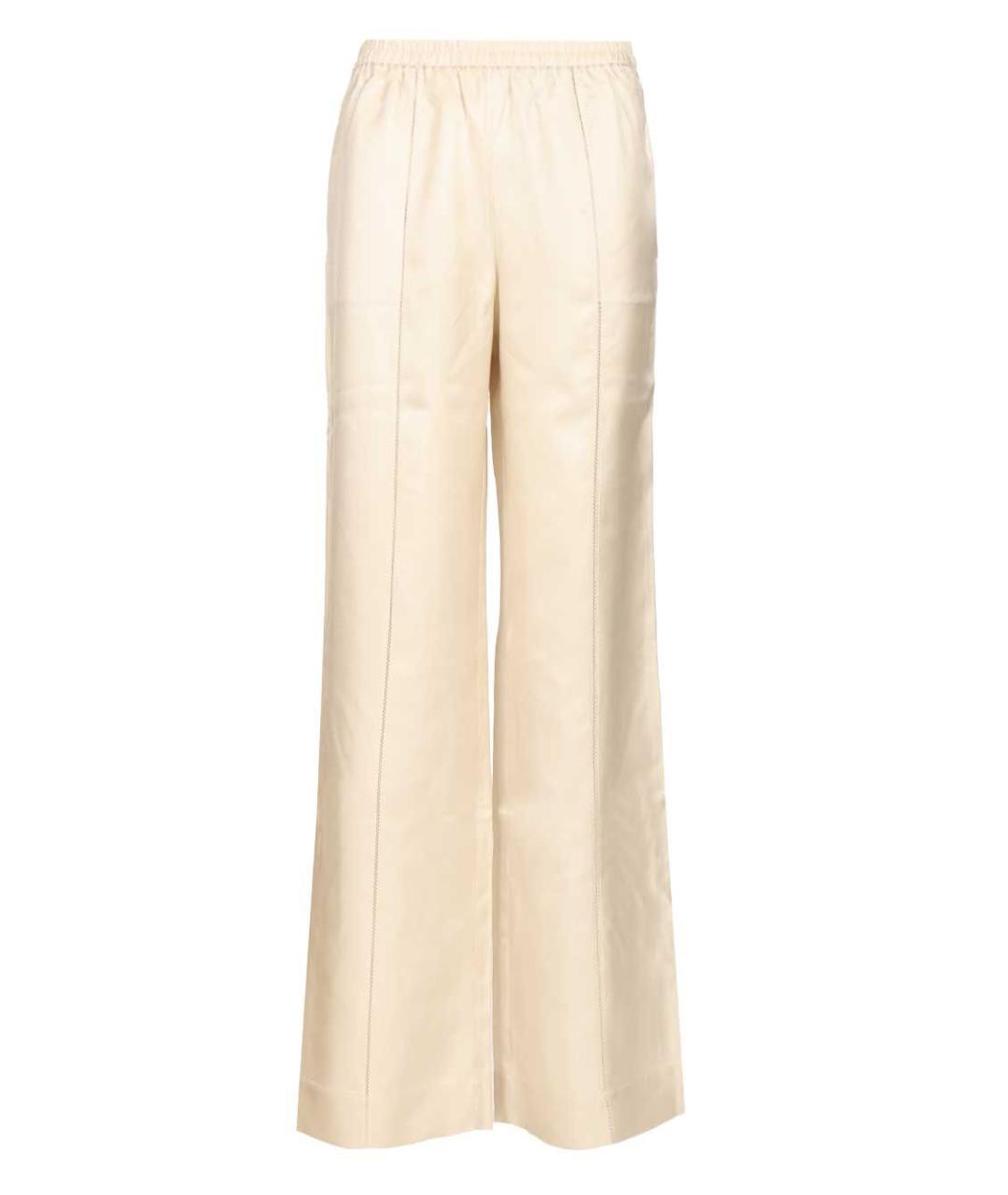 LOULOU STUDIO Бежевые шелковые прямые брюки, фото 1