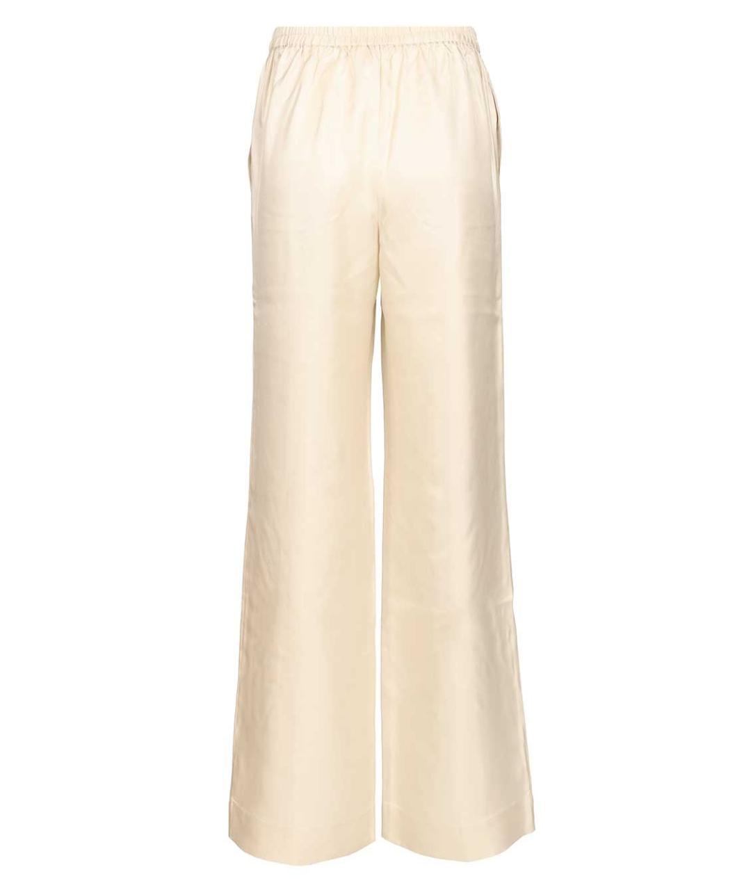LOULOU STUDIO Бежевые шелковые прямые брюки, фото 2