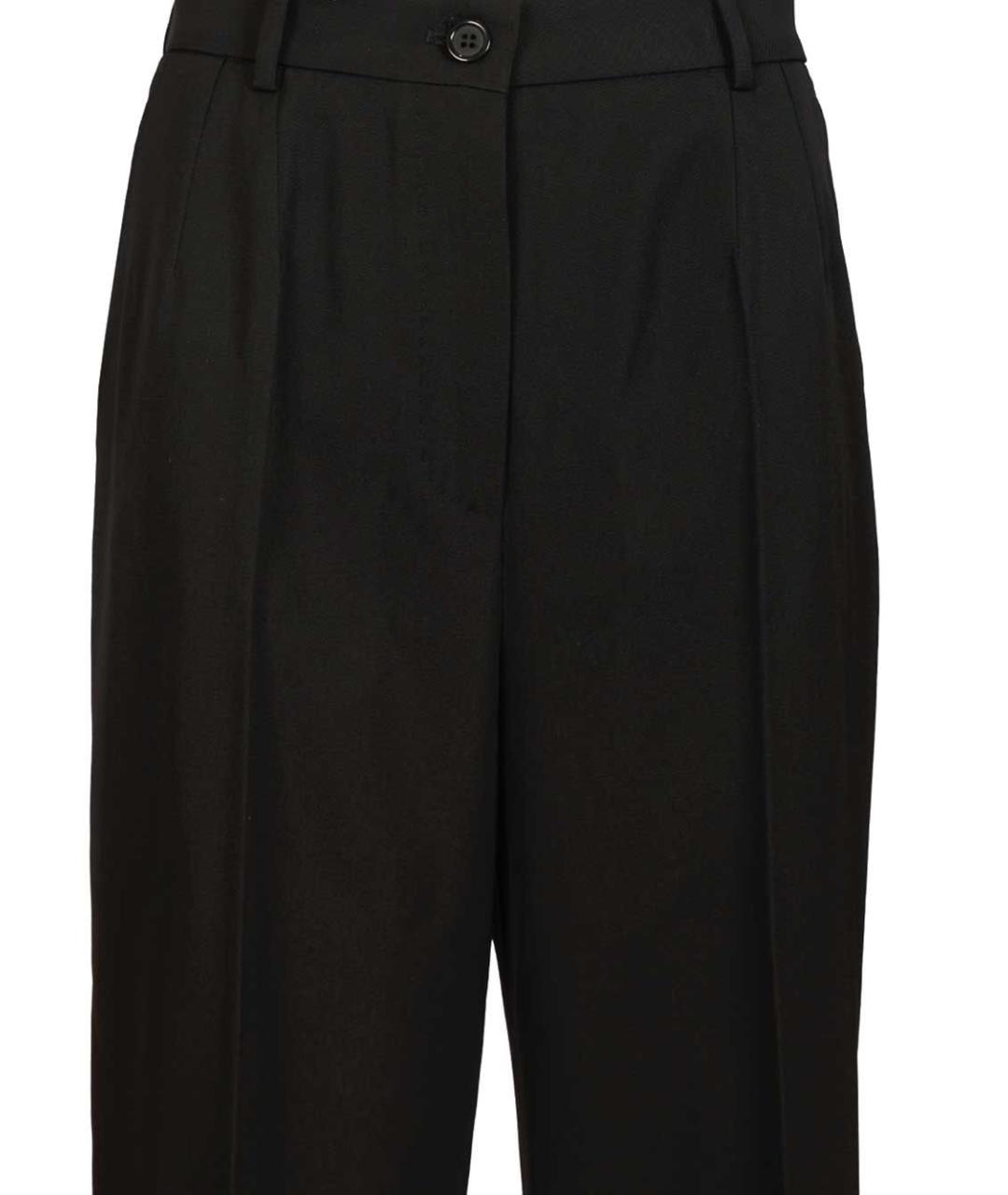 DOLCE&GABBANA Черные шерстяные прямые брюки, фото 4