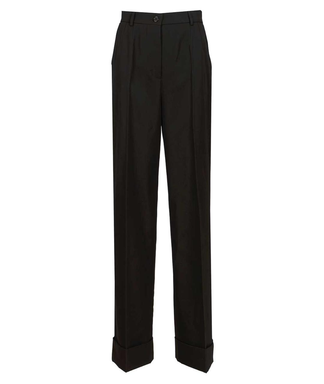 DOLCE&GABBANA Черные шерстяные прямые брюки, фото 1