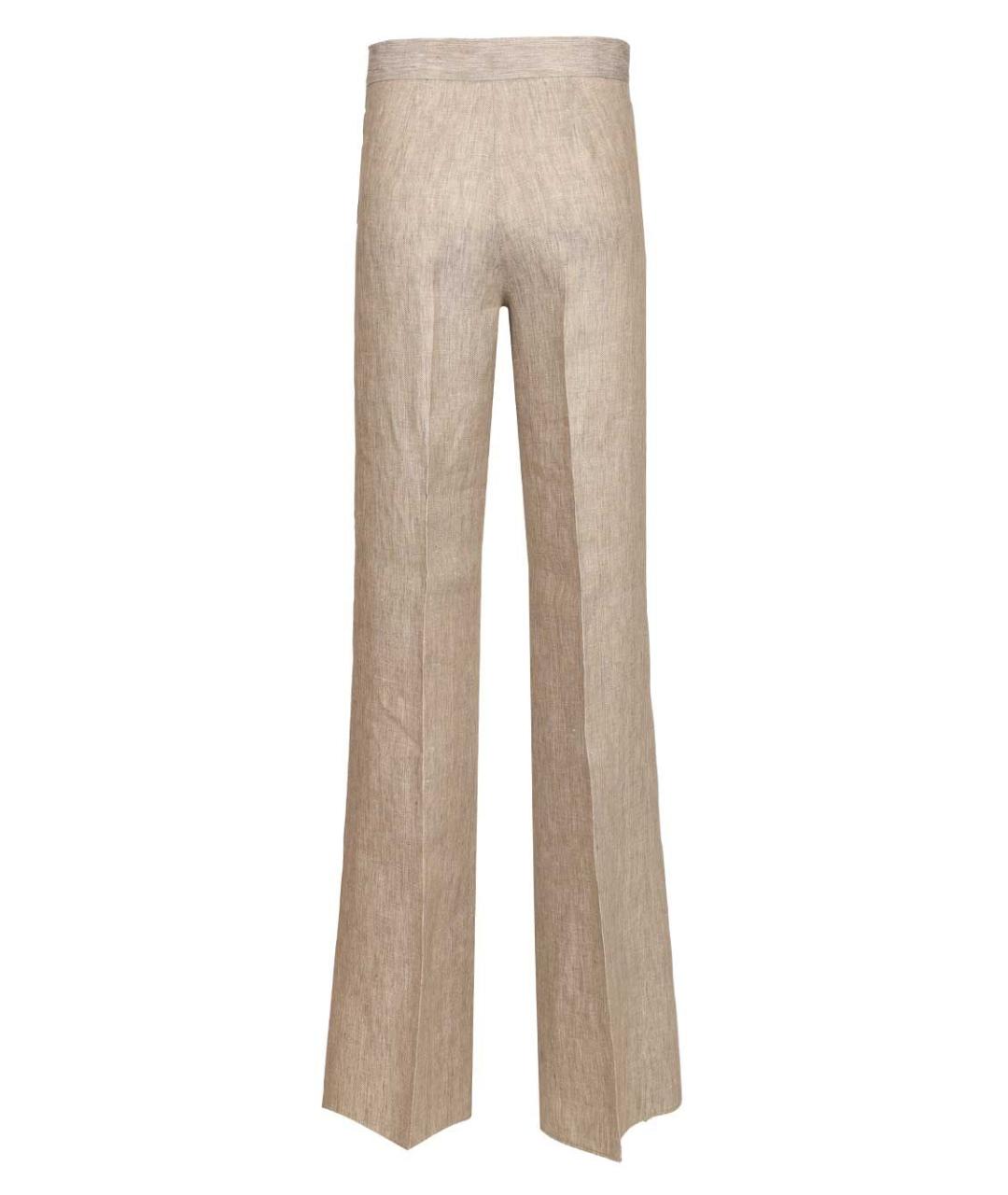 MAX MARA Бежевые льняные прямые брюки, фото 2