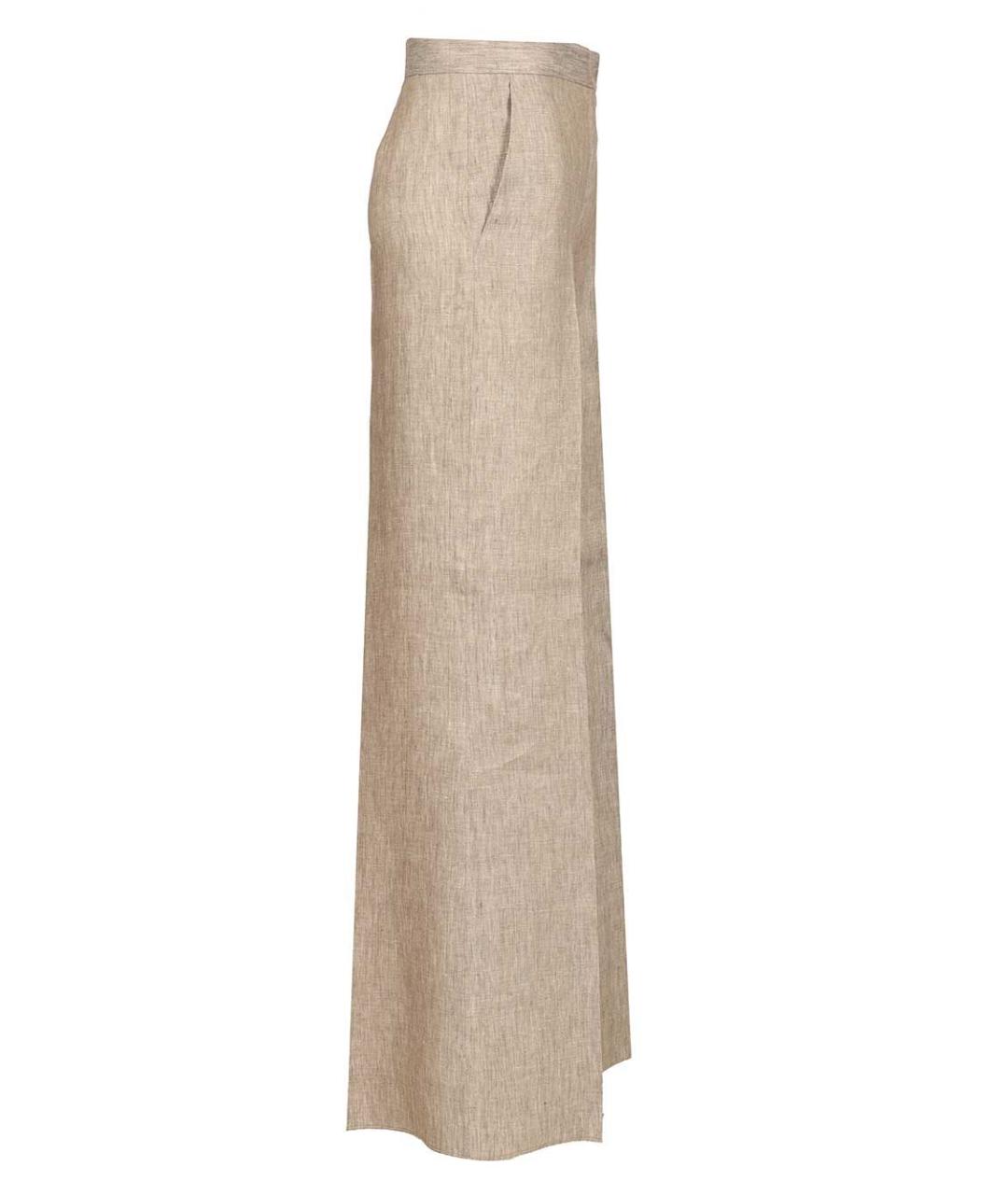 MAX MARA Бежевые льняные прямые брюки, фото 4
