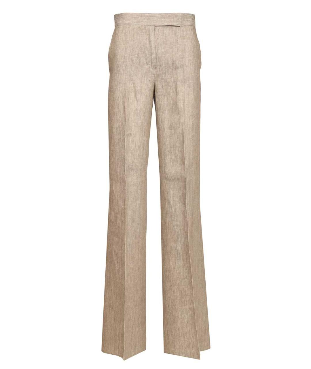 MAX MARA Бежевые льняные прямые брюки, фото 1