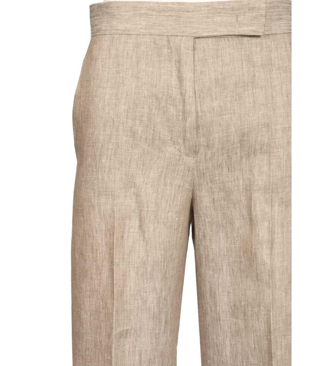 MAX MARA Бежевые льняные прямые брюки, фото 3