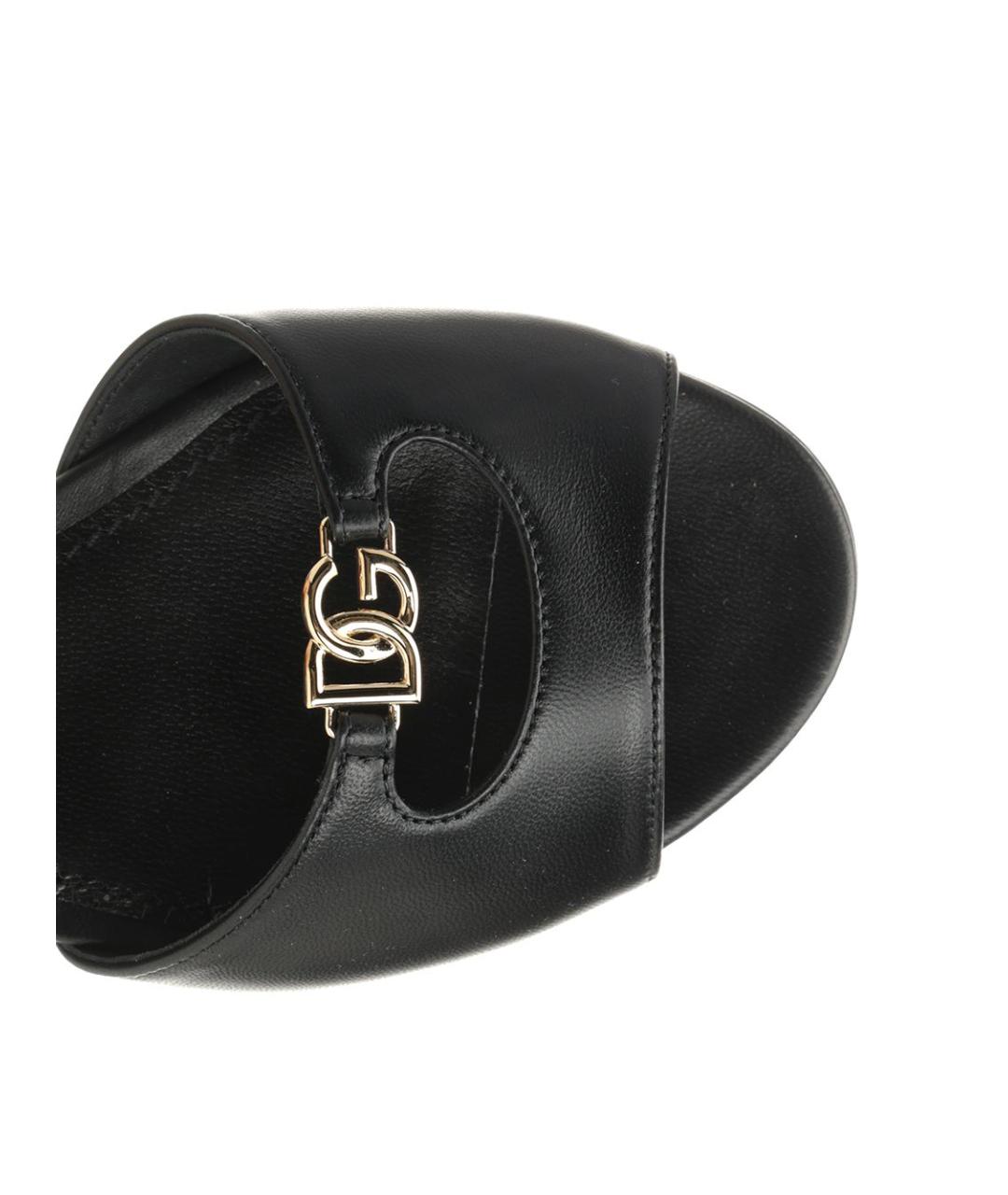 DOLCE&GABBANA Черные кожаные шлепанцы, фото 4