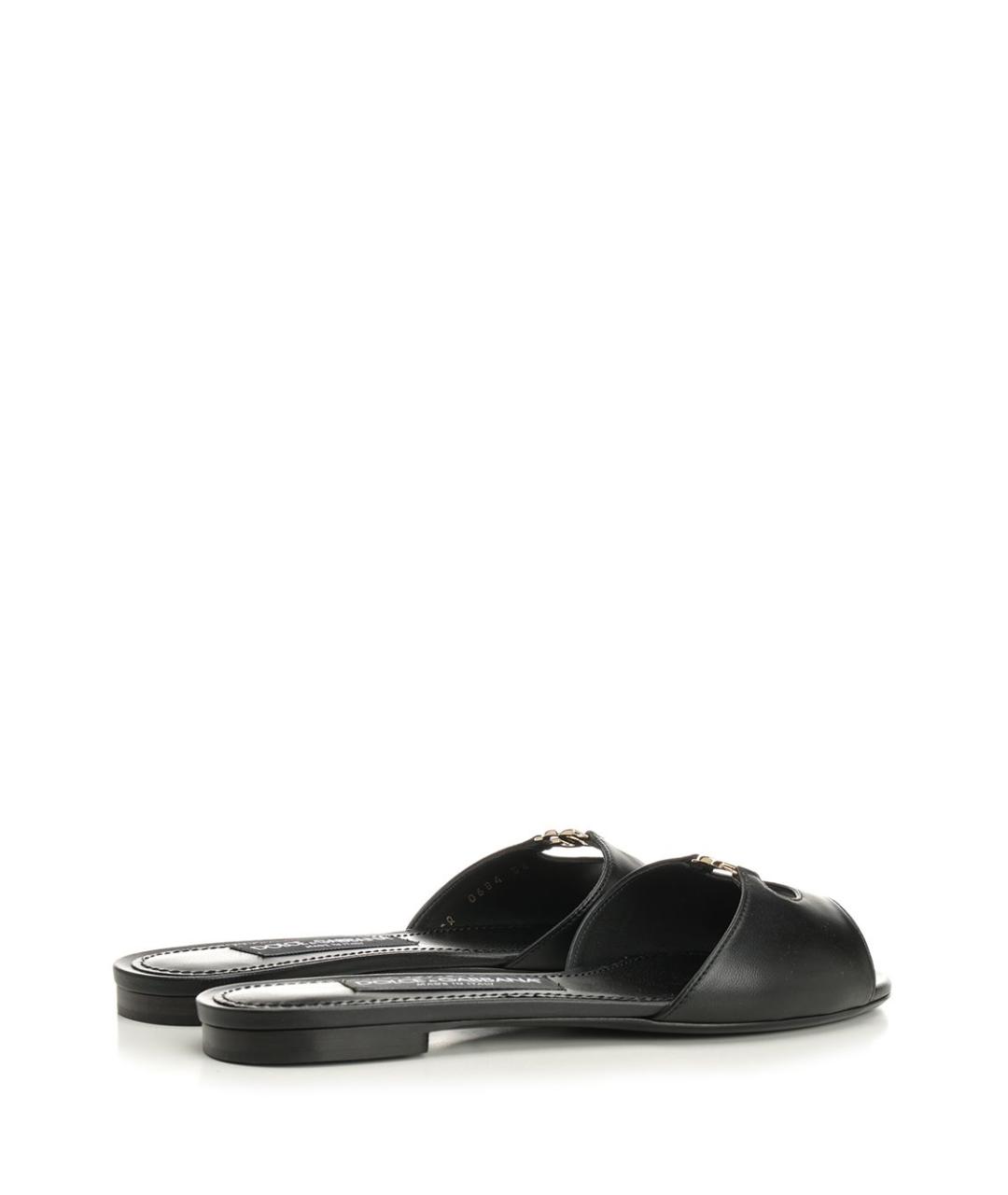 DOLCE&GABBANA Черные кожаные шлепанцы, фото 3