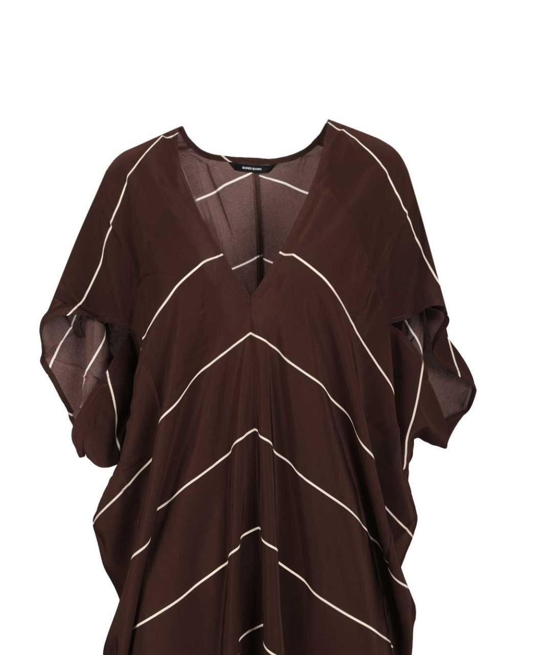 BONDI BORN Коричневая шелковая туника, фото 4