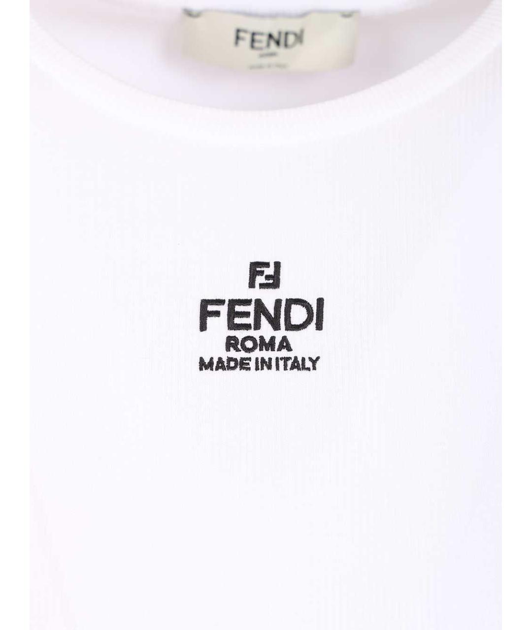 FENDI Белая хлопковая футболка, фото 3