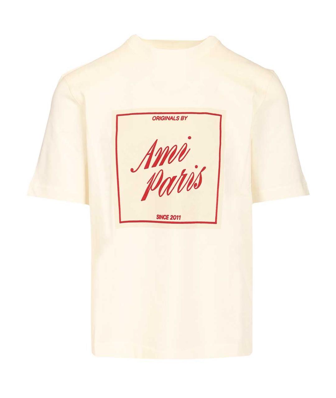 Ami Paris Бежевая хлопковая футболка, фото 1