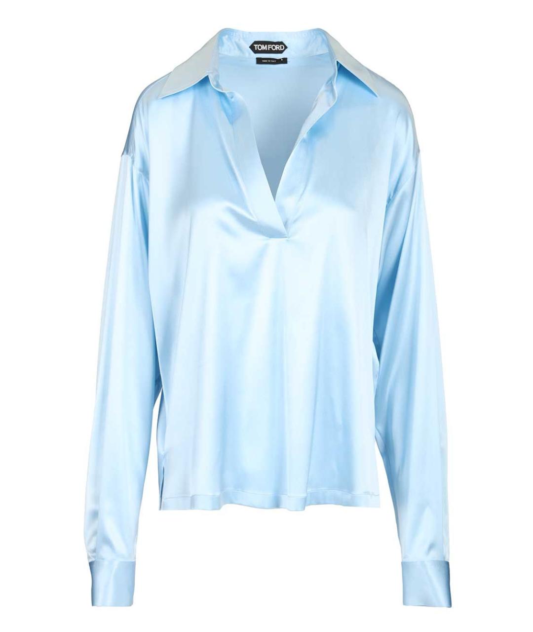 TOM FORD Голубая шелковая рубашка, фото 1