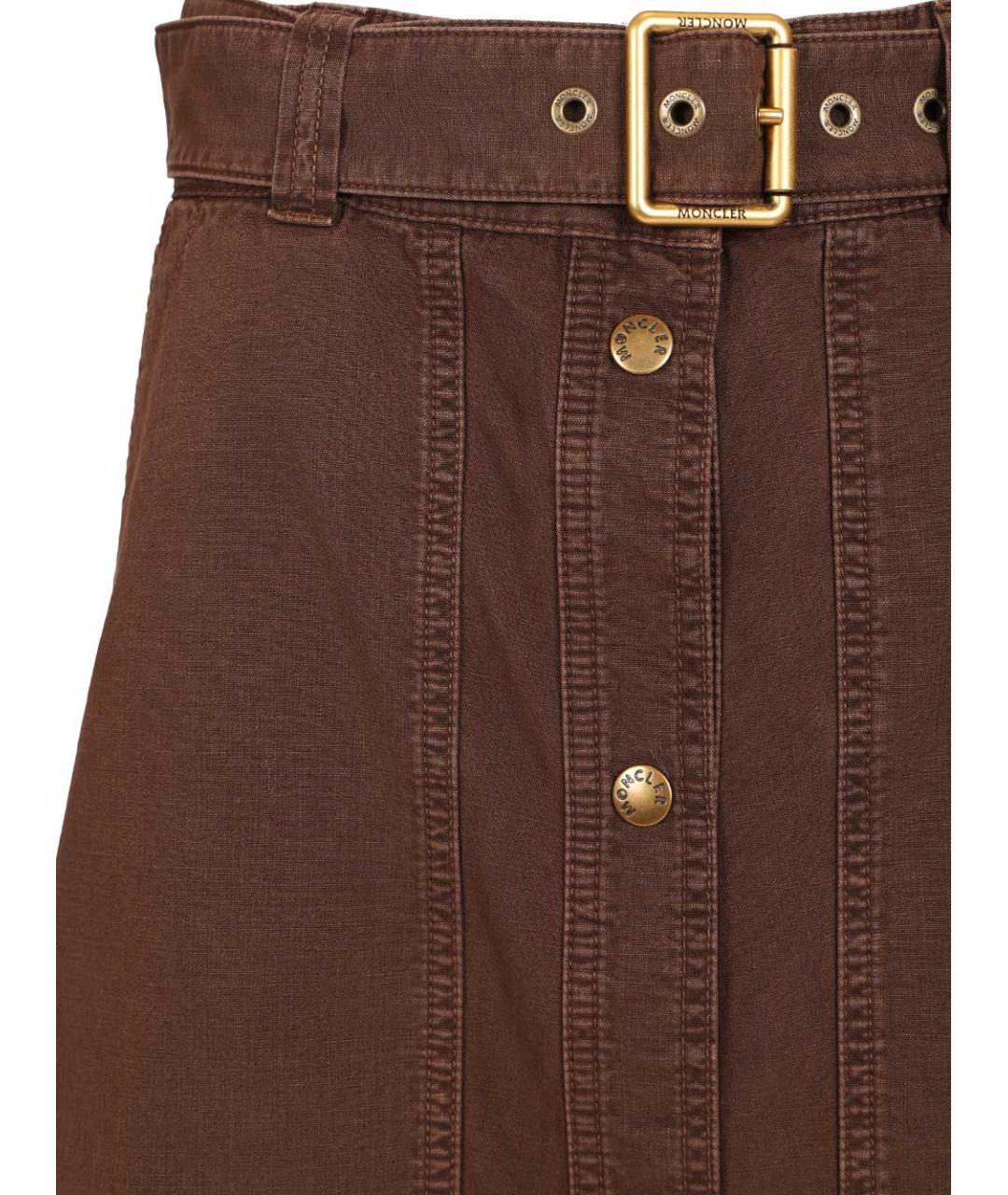 MONCLER Коричневая хлопковая юбка миди, фото 4