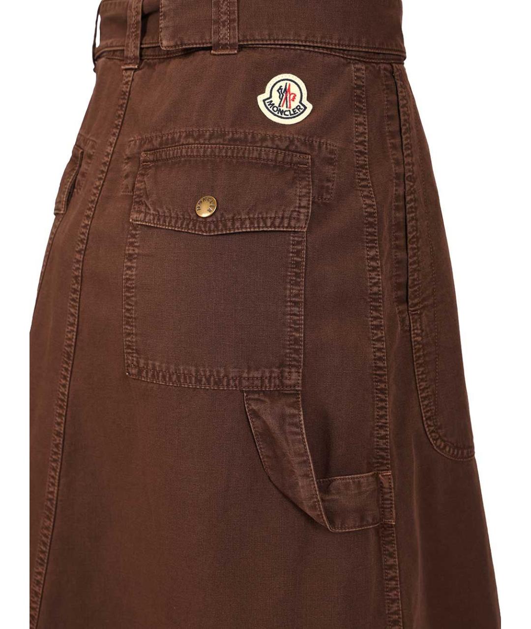 MONCLER Коричневая хлопковая юбка миди, фото 5