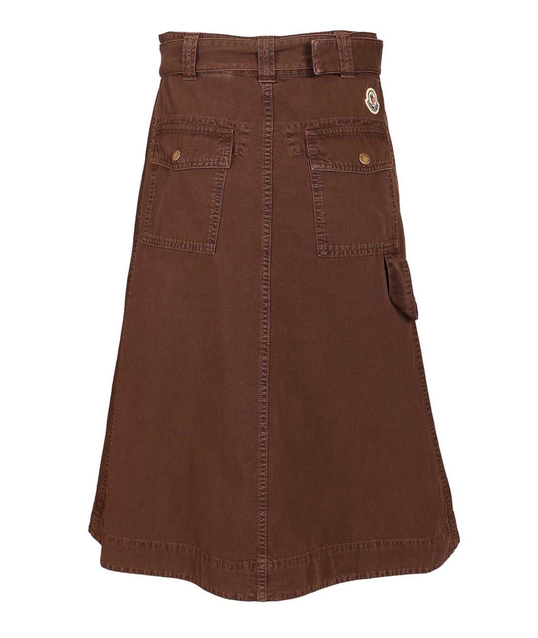 MONCLER Коричневая хлопковая юбка миди, фото 2
