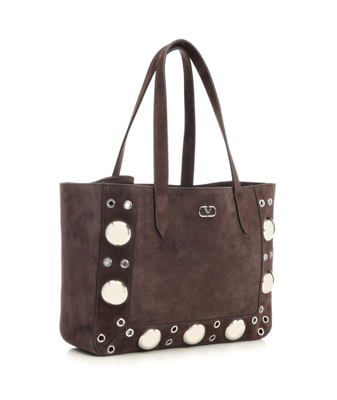 VALENTINO Коричневая замшевая сумка тоут, фото 2