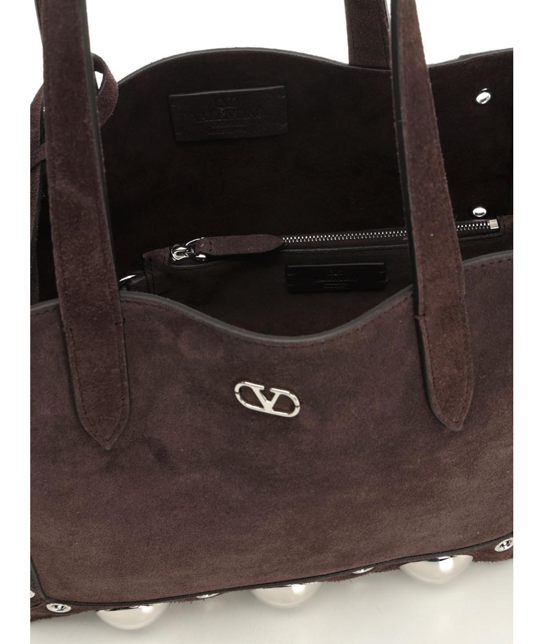 VALENTINO Коричневая замшевая сумка тоут, фото 4