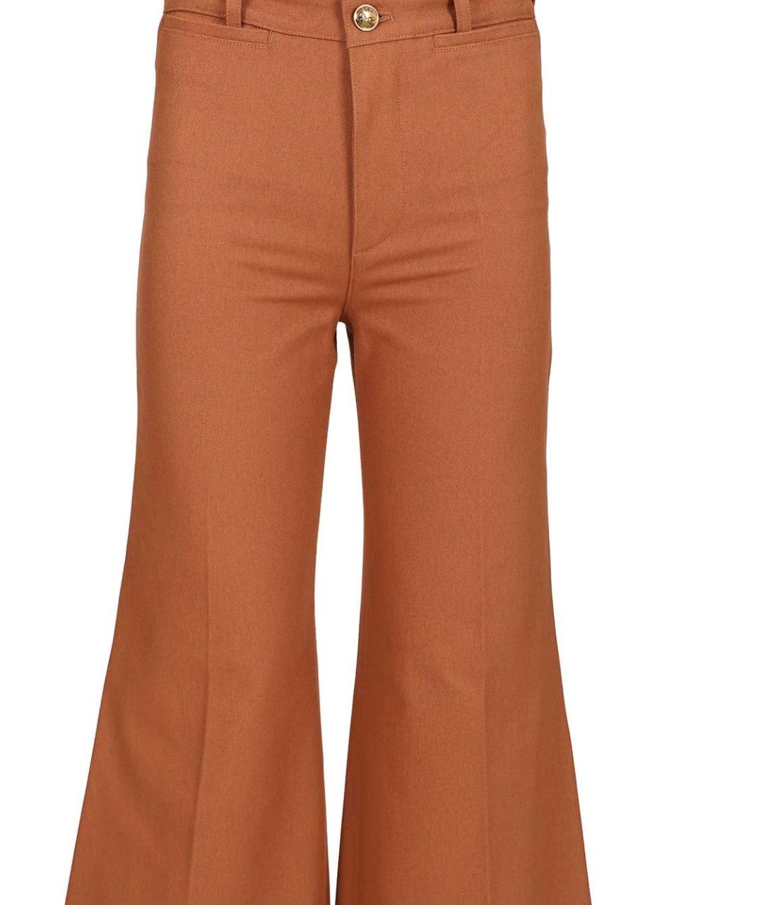 CHLOE Оранжевое хлопковые прямые брюки, фото 4
