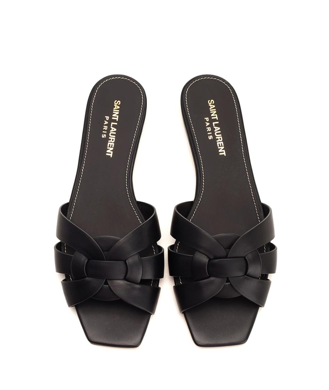 SAINT LAURENT Черные кожаные сандалии, фото 5