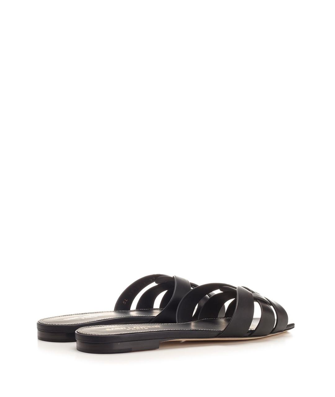 SAINT LAURENT Черные кожаные сандалии, фото 3