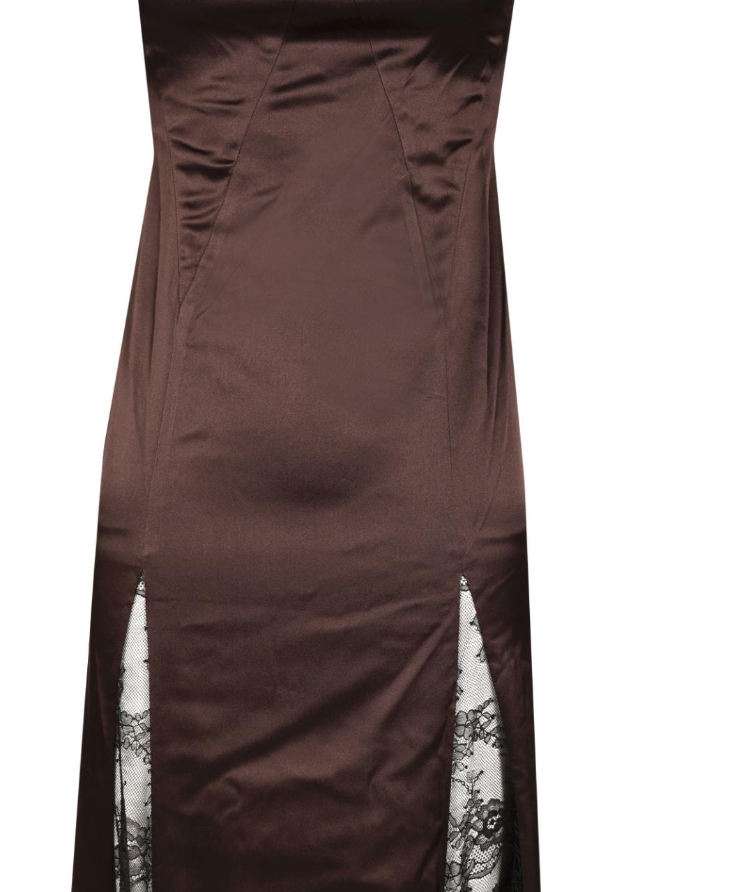 STAUD Коричневое ацетатное вечернее платье, фото 3