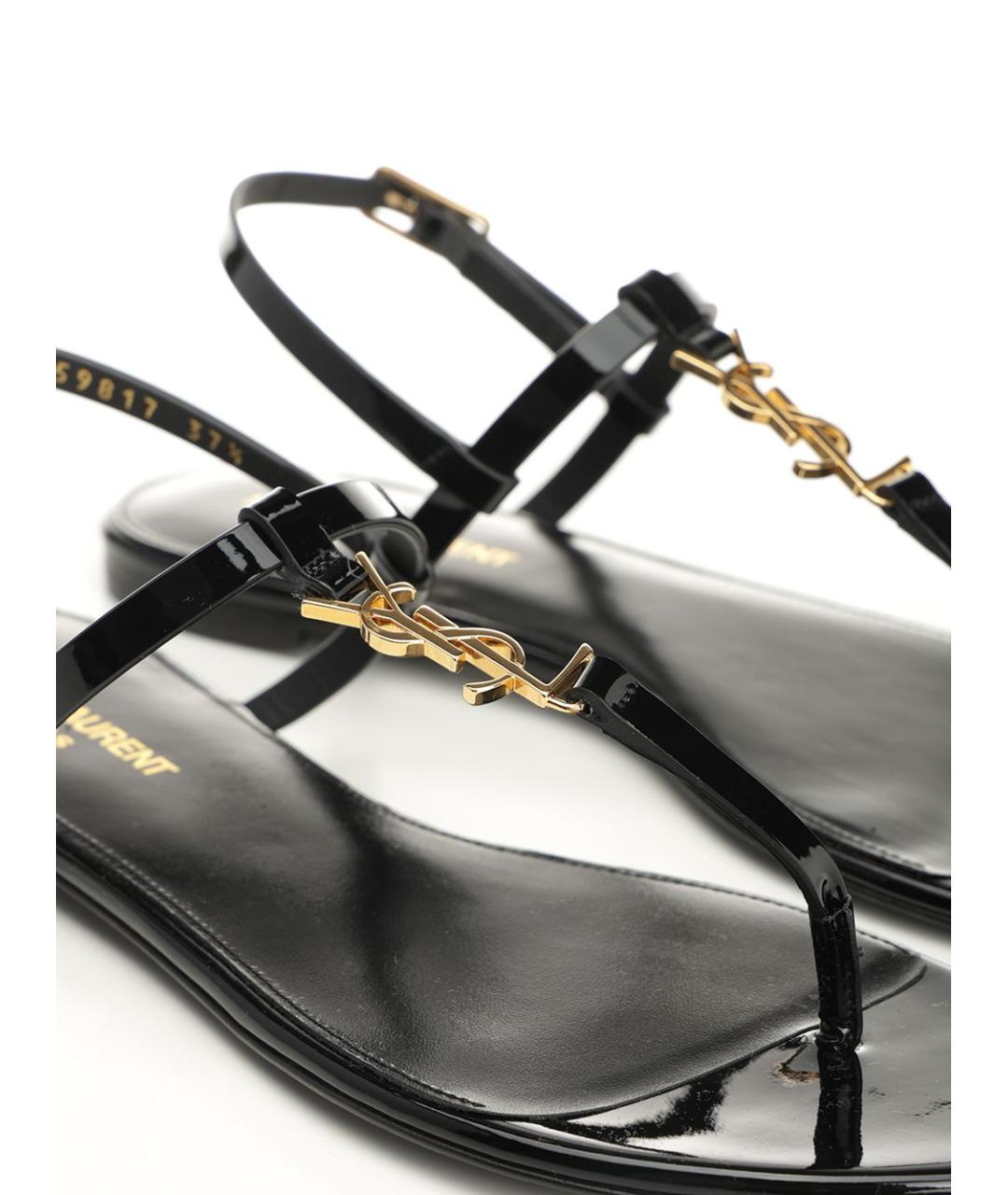 SAINT LAURENT Черные кожаные сандалии, фото 6
