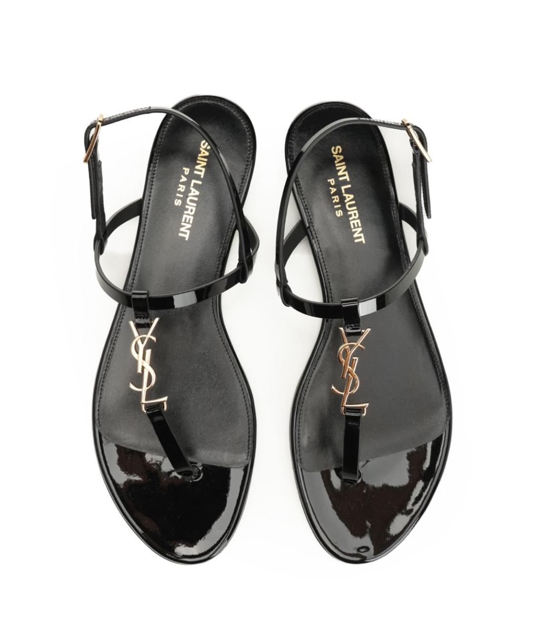 SAINT LAURENT Черные кожаные сандалии, фото 5