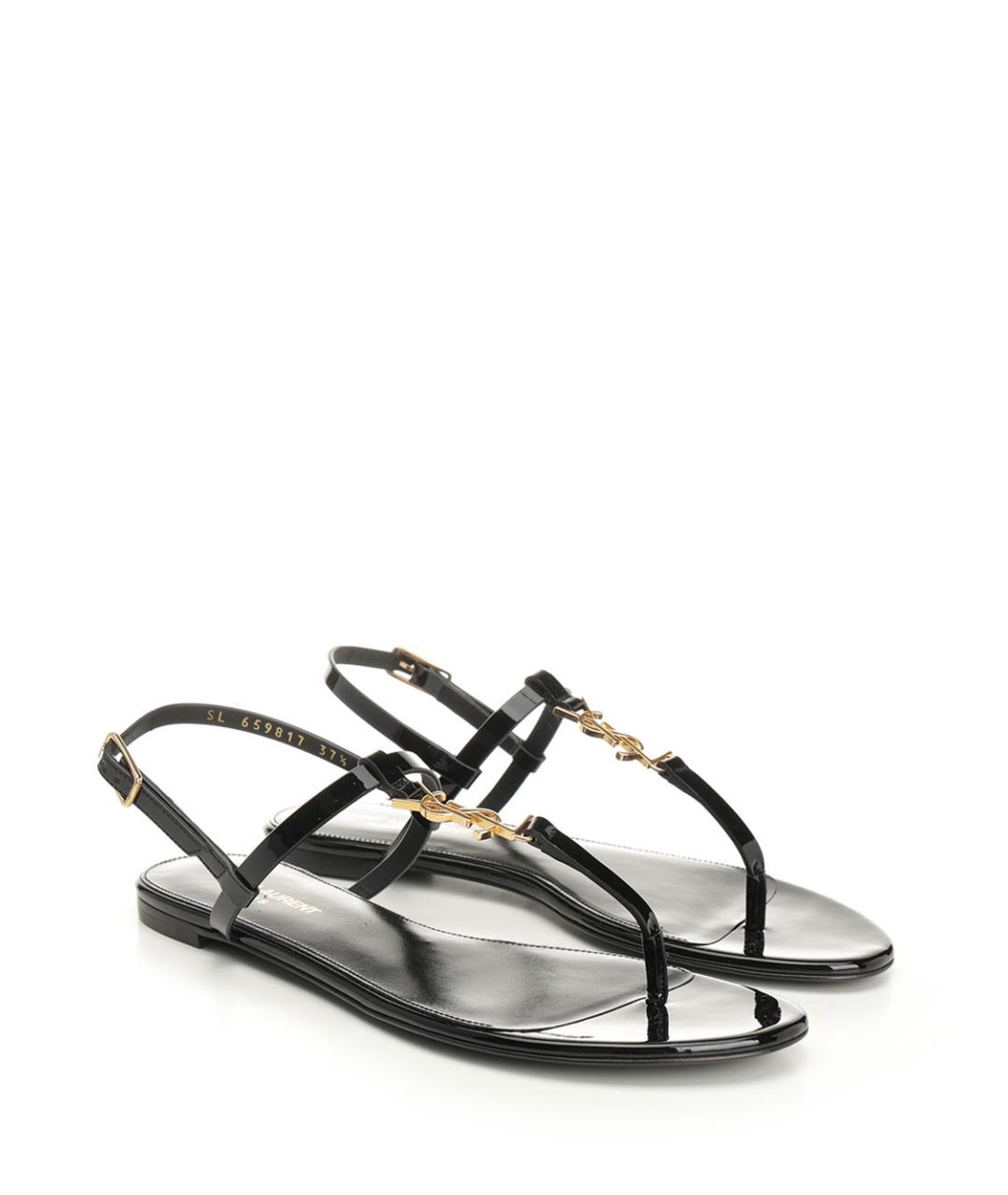 SAINT LAURENT Черные кожаные сандалии, фото 2
