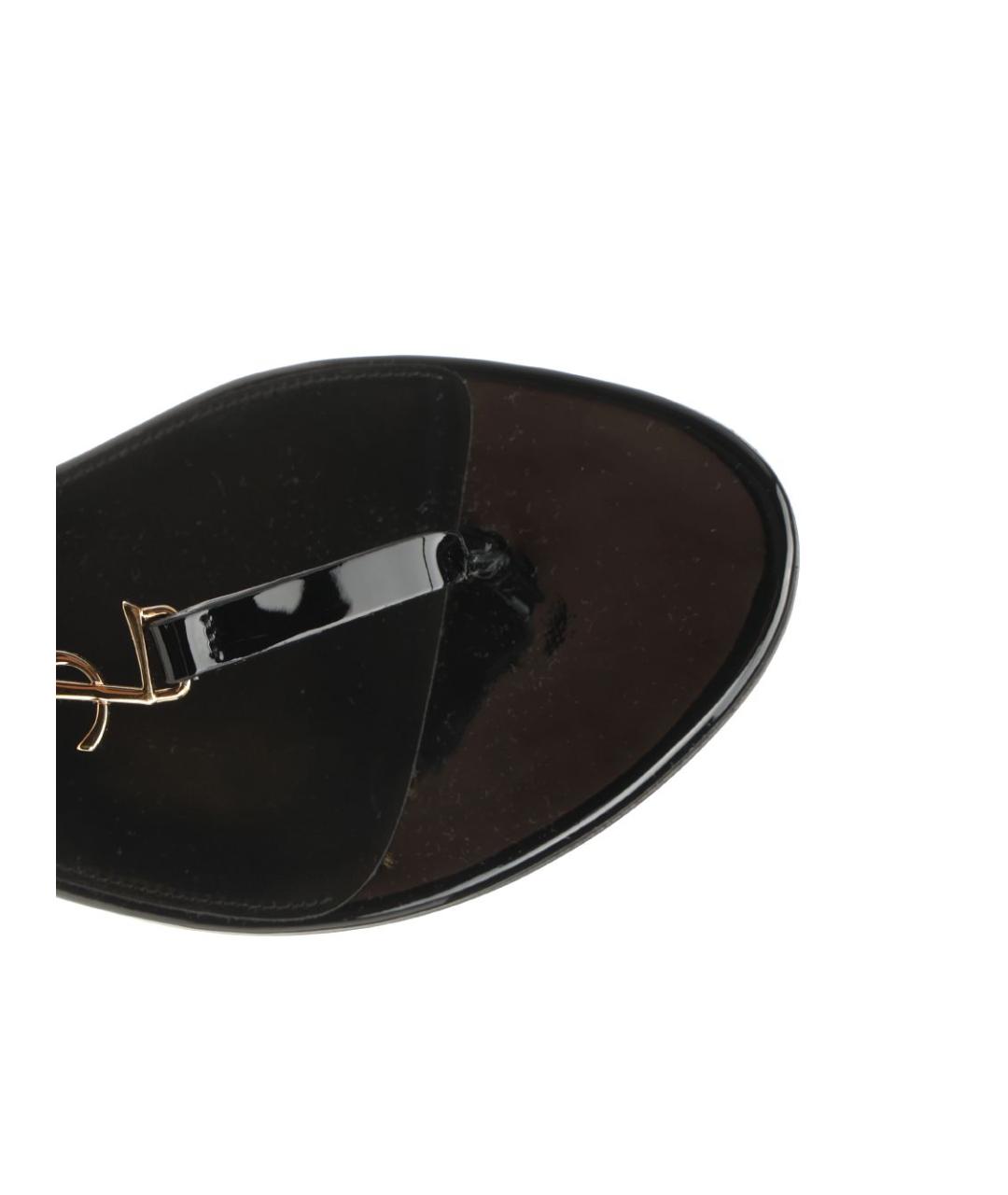 SAINT LAURENT Черные кожаные сандалии, фото 4