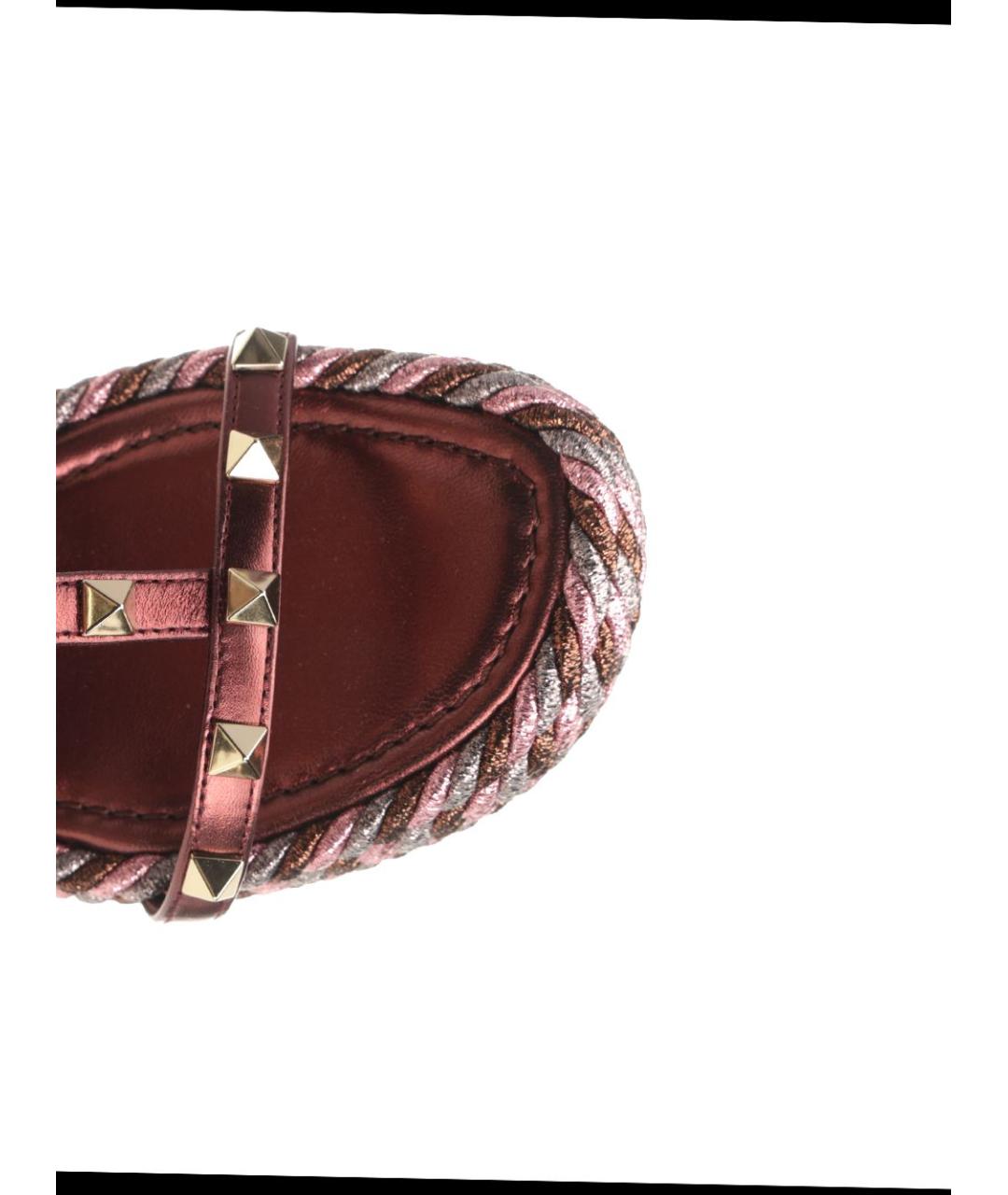 VALENTINO Бордовые кожаные босоножки, фото 4