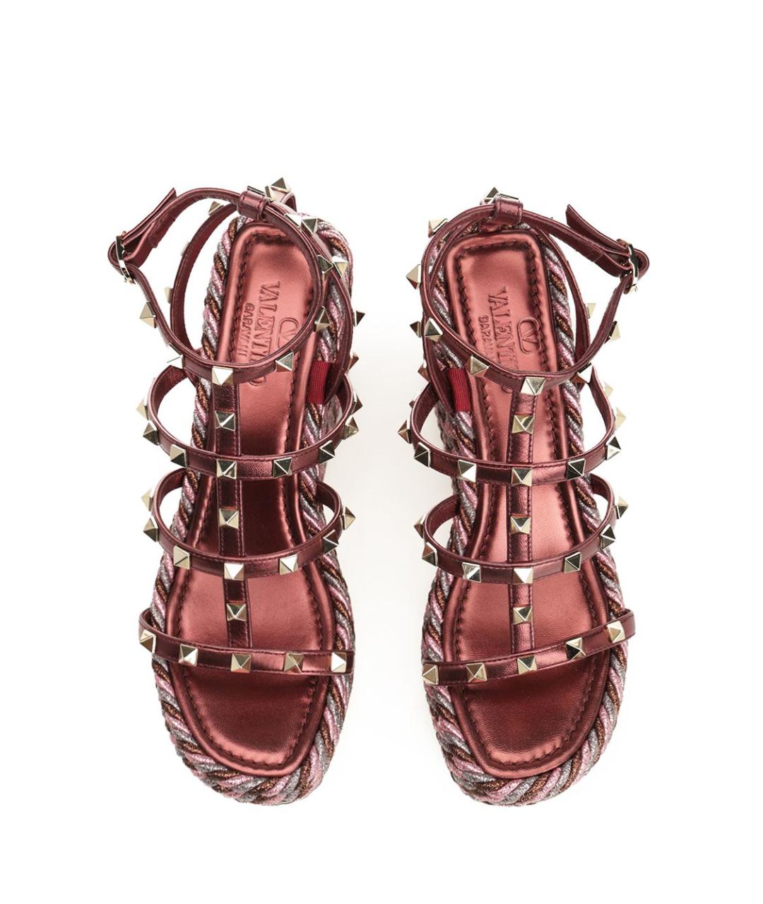 VALENTINO Бордовые кожаные босоножки, фото 5