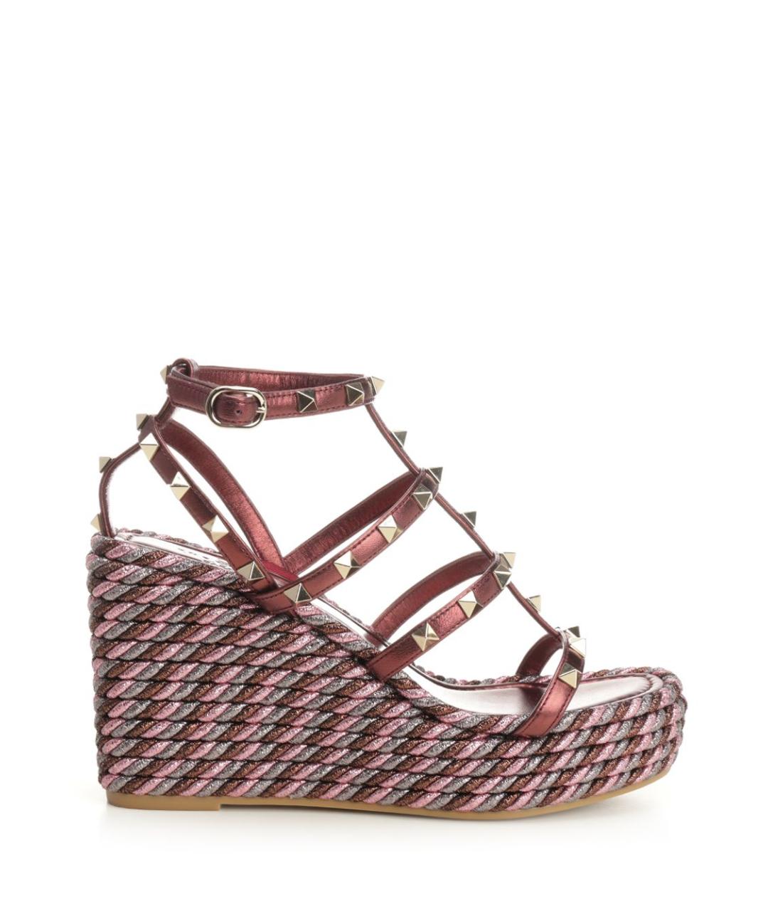 VALENTINO Бордовые кожаные босоножки, фото 1