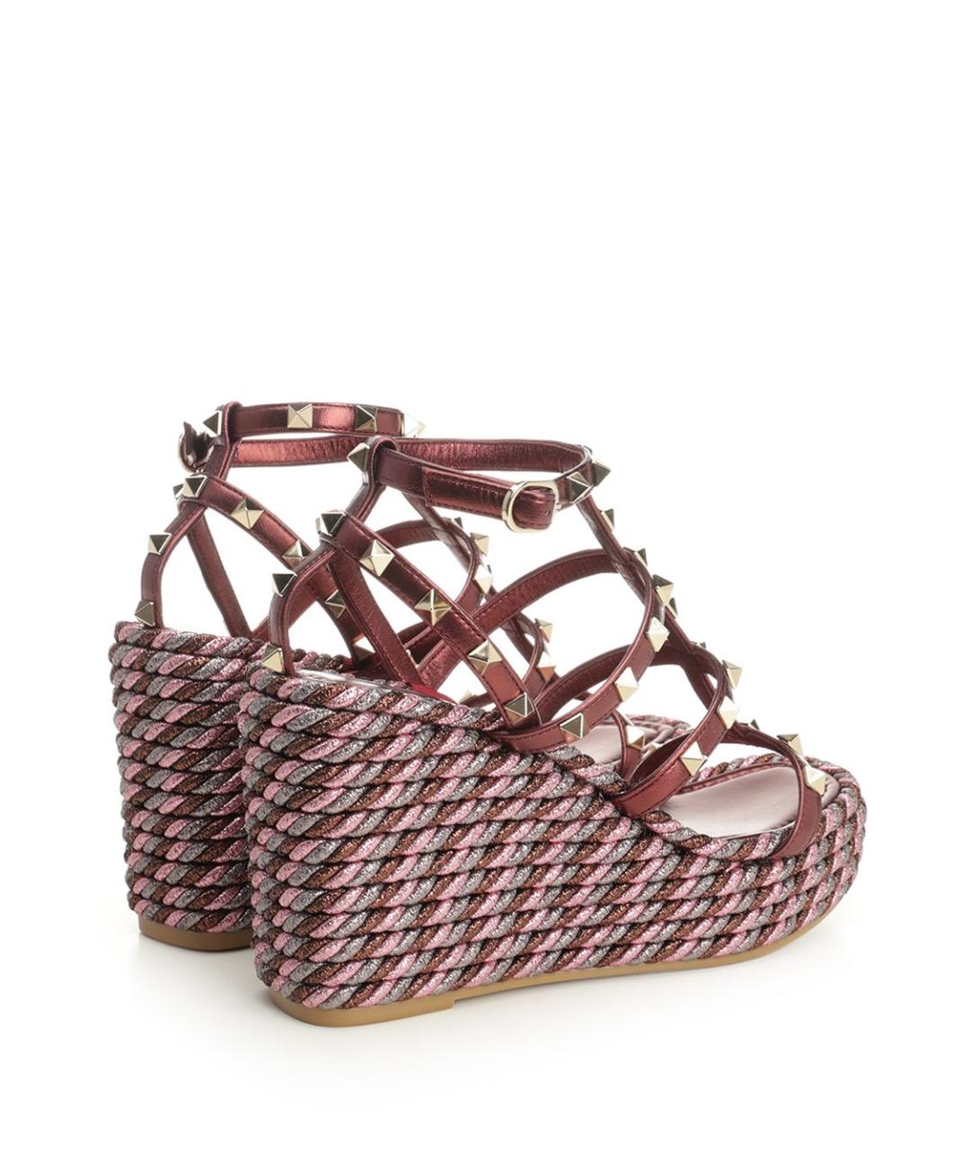 VALENTINO Бордовые кожаные босоножки, фото 3