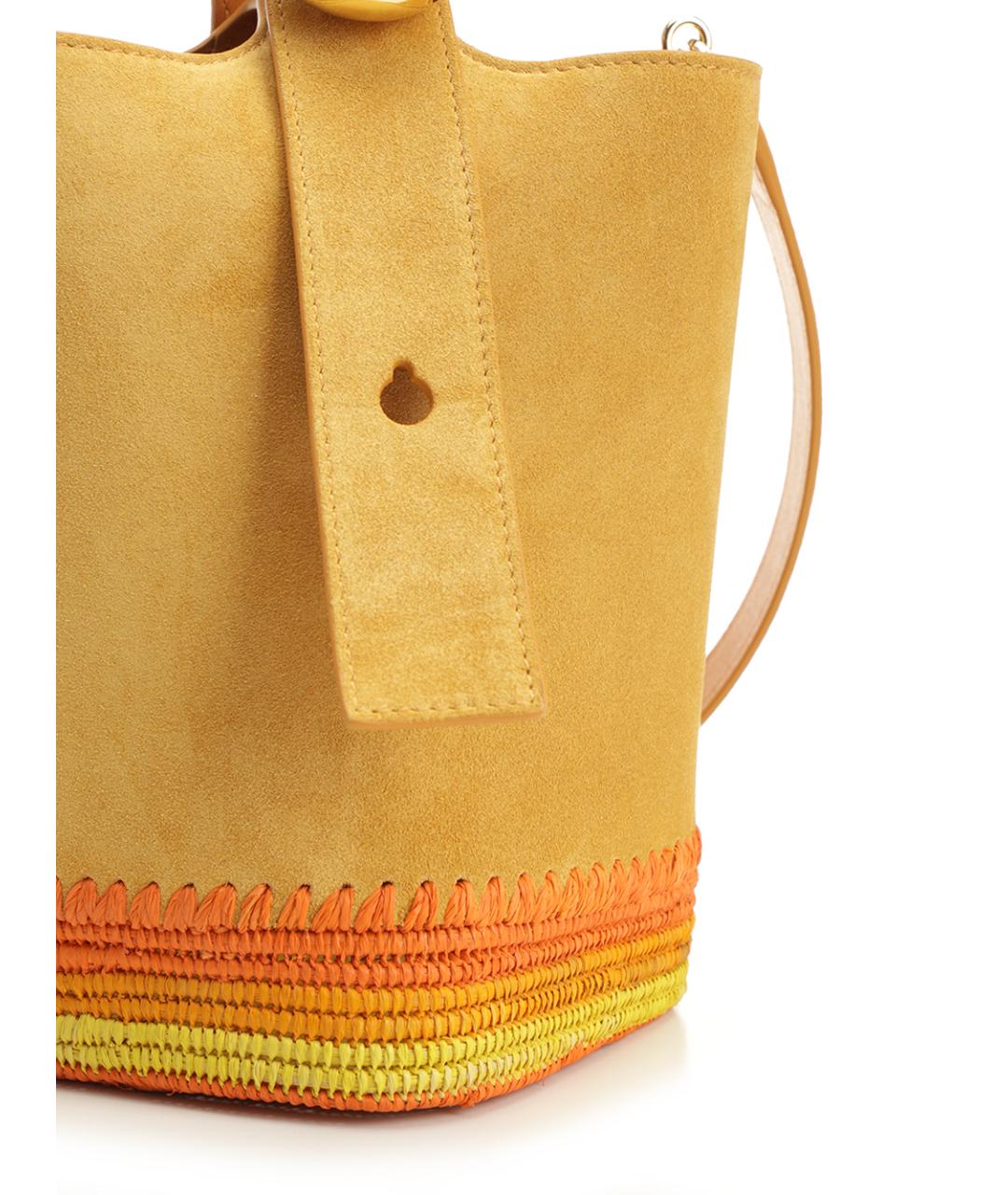 LOEWE Желтая кожаная сумка с короткими ручками, фото 5