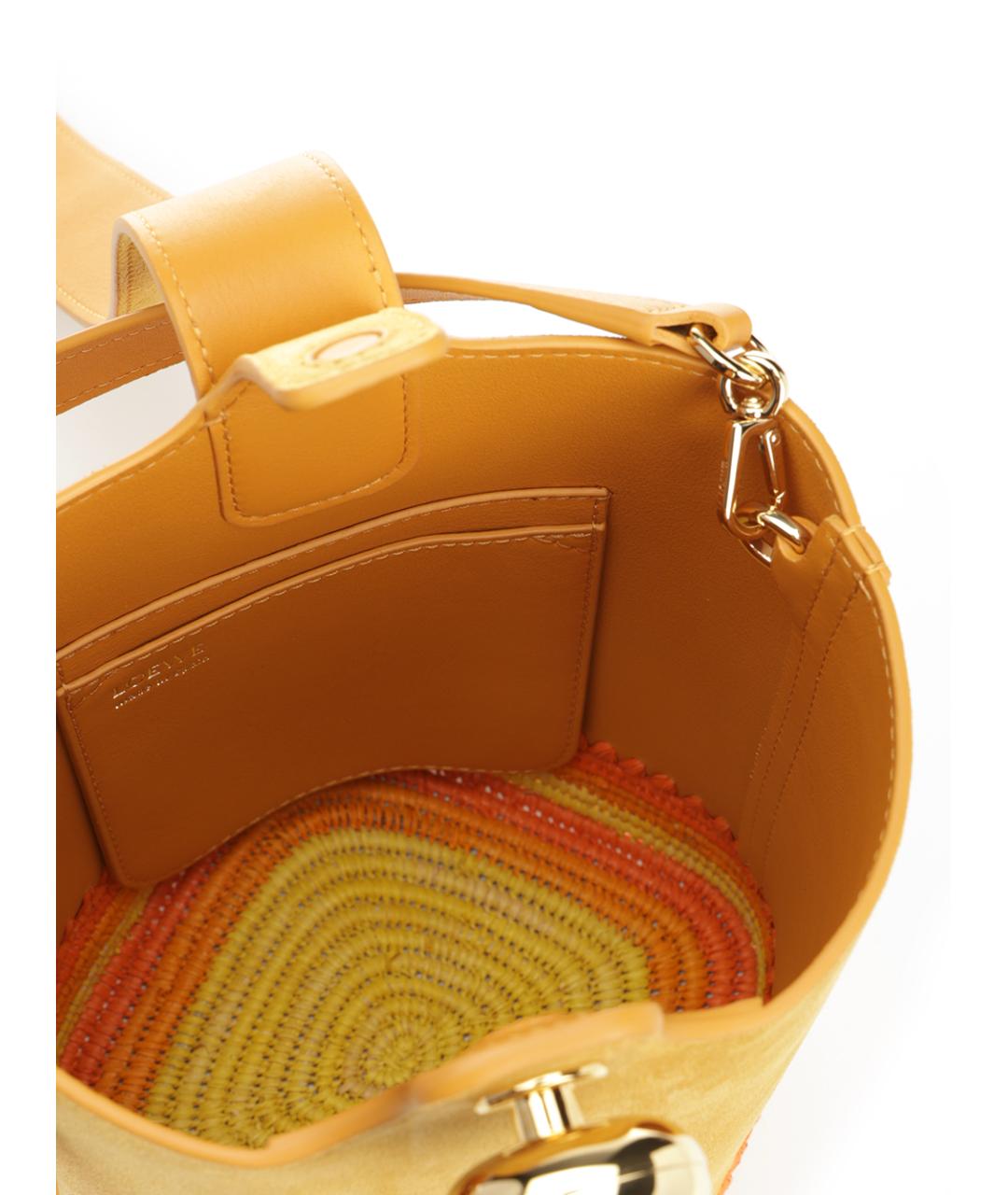 LOEWE Желтая кожаная сумка с короткими ручками, фото 4
